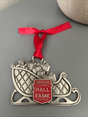 Nascar Hall of Fame Silver Sleigh Pewter Ornament